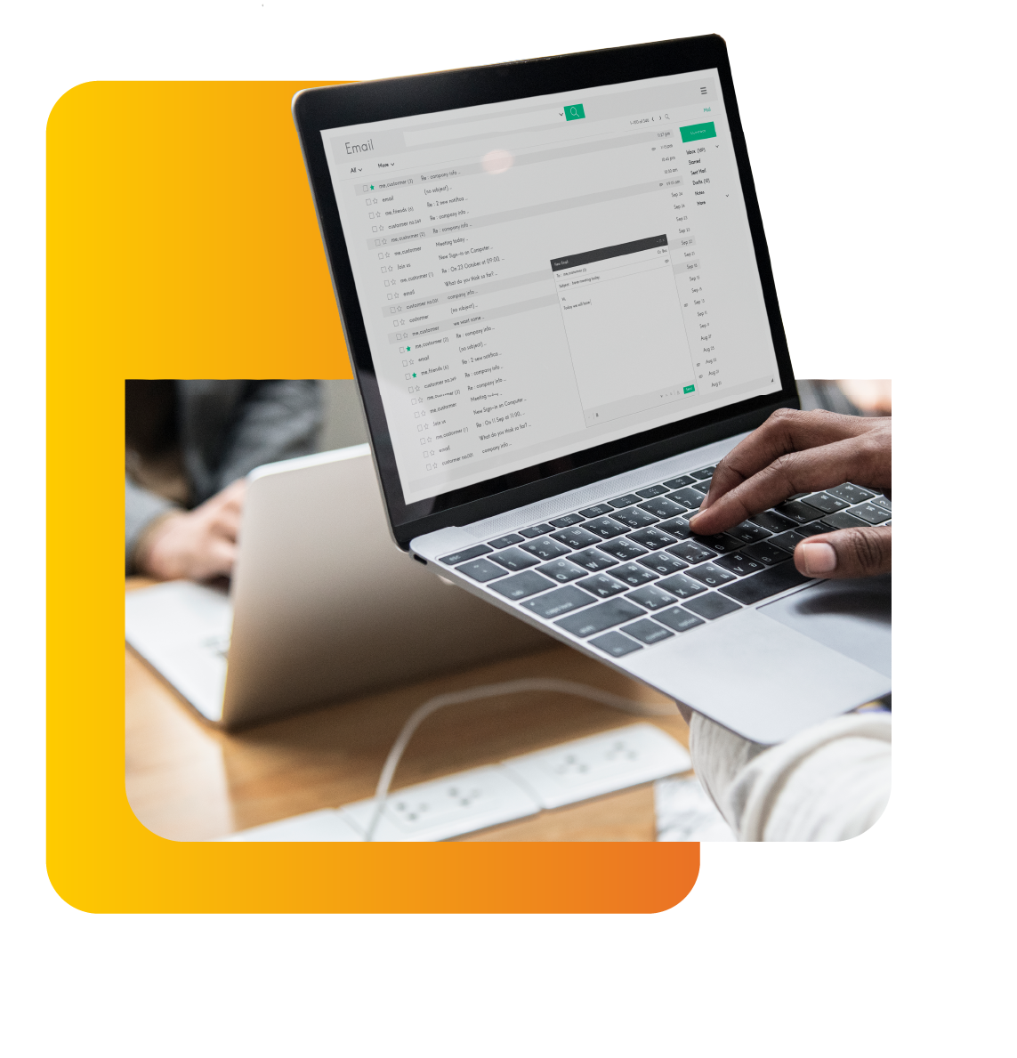 Close-up image of someone typing on a laptop - contact